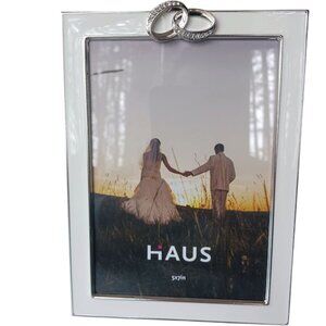 hAUS 5x7 Metal Photo Frame w/interlocking Rhinestone Rings, NWOT